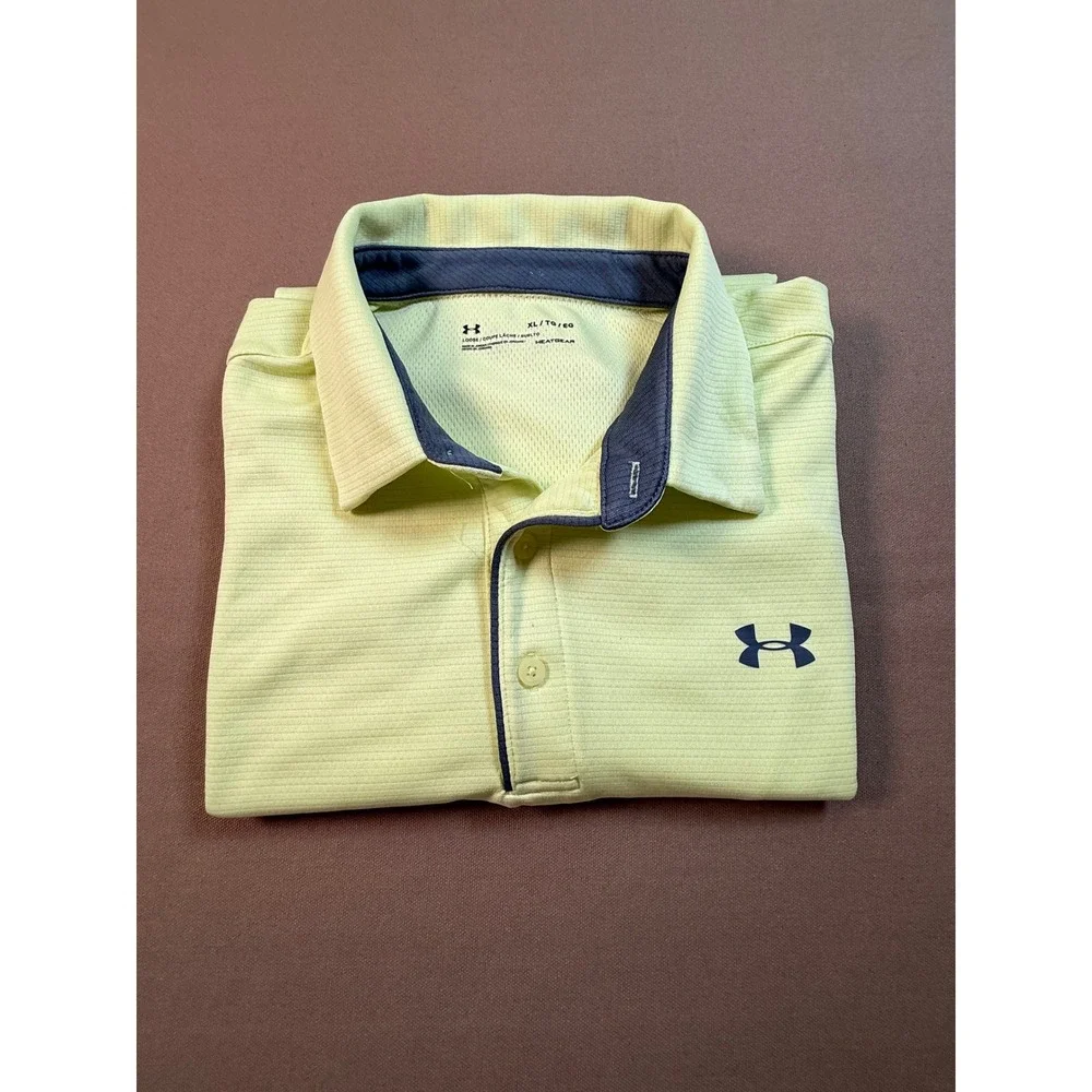 Under Armour‎ HeatGear Loose Fit Polo Shirt Men's XL Yellow Golf Athletic